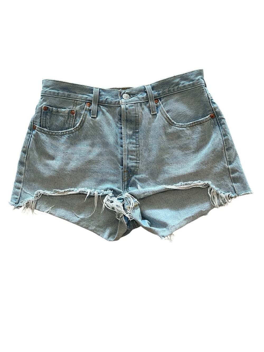 Levi’s 501 100% Cotton Cut Off Denim Light Wash Beach Casual Jean Shorts- 29
